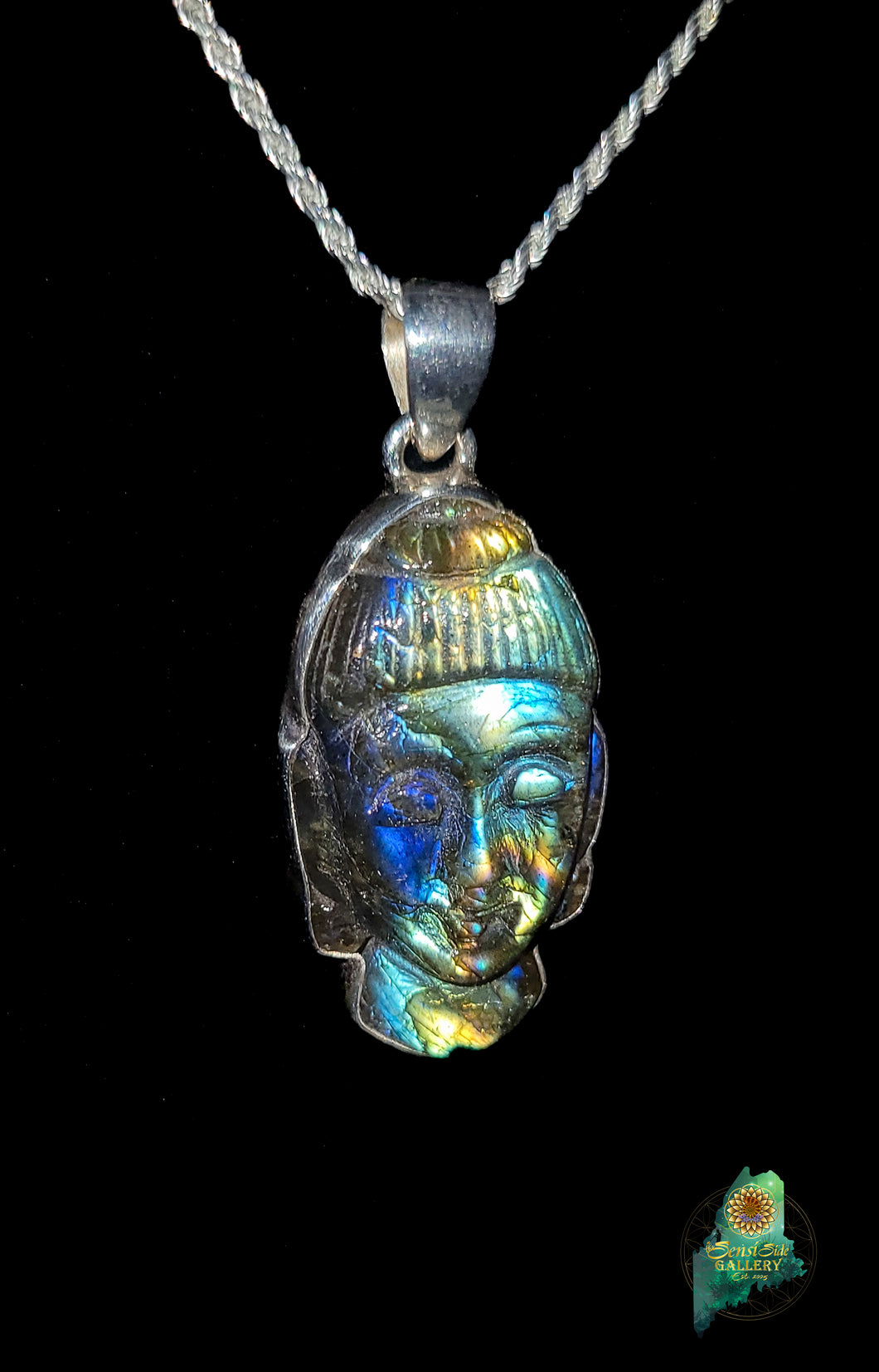 Labradorite Buddha Pendant