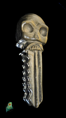 Gold Sheen Obsidian Skull Key