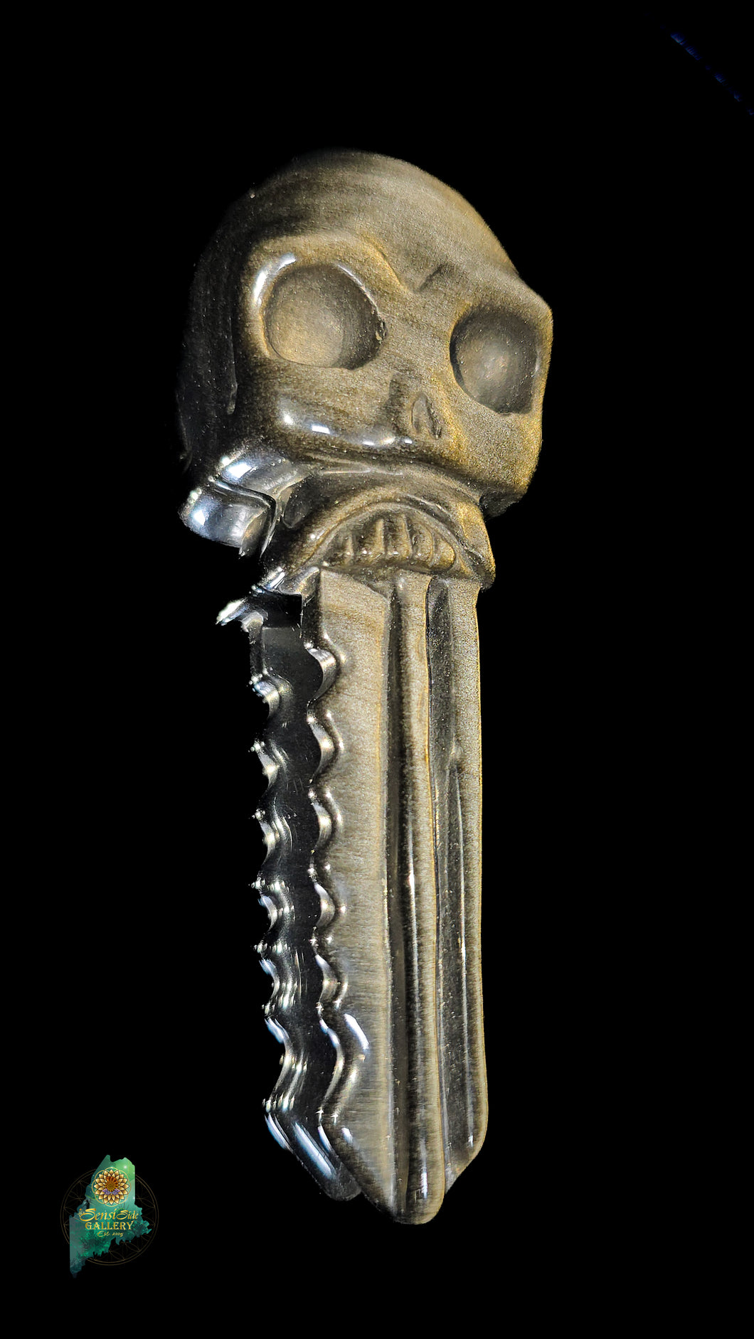 Gold Sheen Obsidian Skull Key