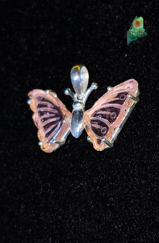 Pink Tourmaline Butterfly .925 Sterling Silver Pendant