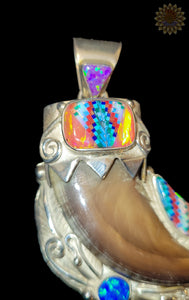 Mosaic Native Bear Claw Pendant