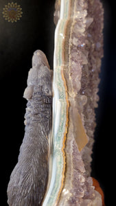 Wolf Carved Amythyst, Agate & Calcite