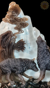 Wolf Carved Amythyst, Agate & Calcite