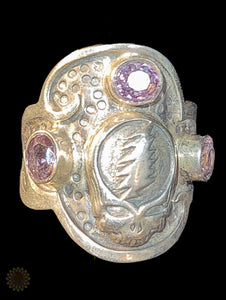 Grateful Dead Sterling Silver Ring with Amethyst