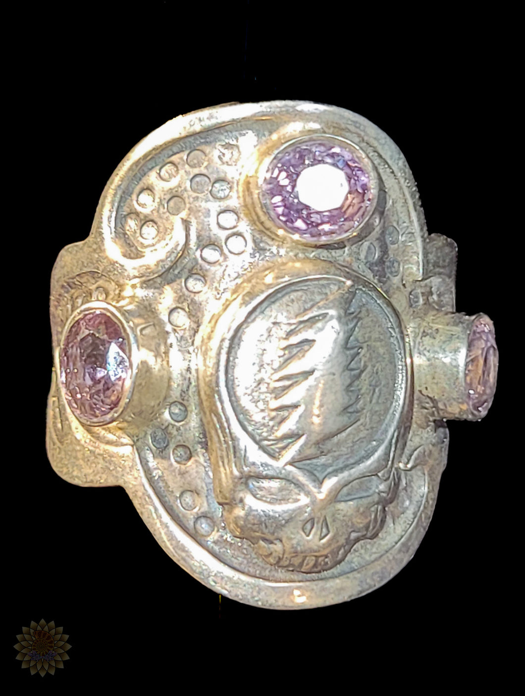 Grateful Dead Sterling Silver Ring with Amethyst