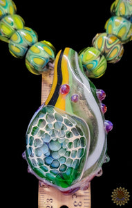 Hand-blown Glass Pendant & Beads