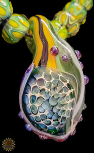 Hand-blown Glass Pendant & Beads