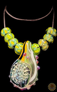 Hand-blown Glass Pendant & Beads